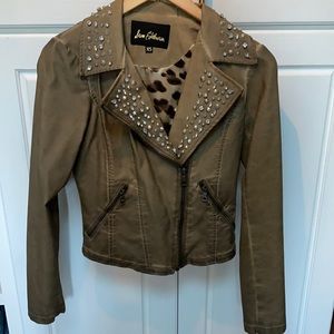 Sam Edelman Faux Leather rhinestone jacket